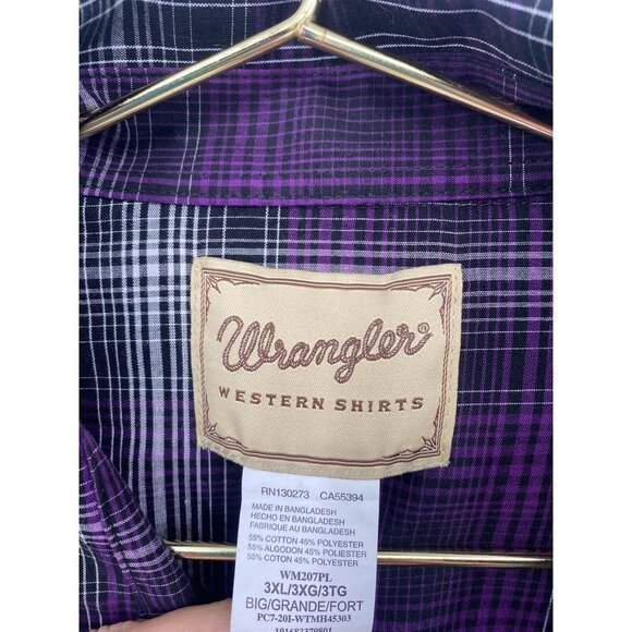 Wrangler Wrancher Short Sleeve Casual Pearl Snap Shirt Men's 3XL  Plaid Western - Picture 4 of 4